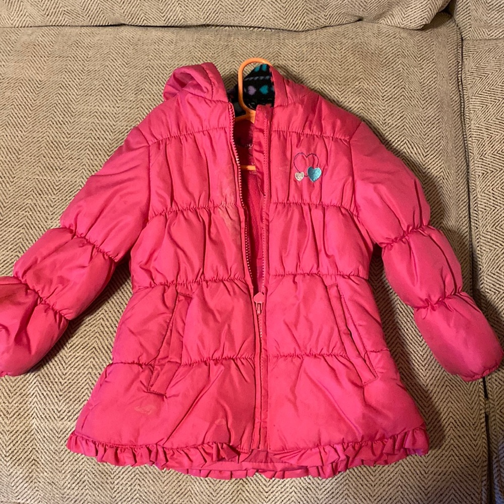 Pink puff jacket size 5/6